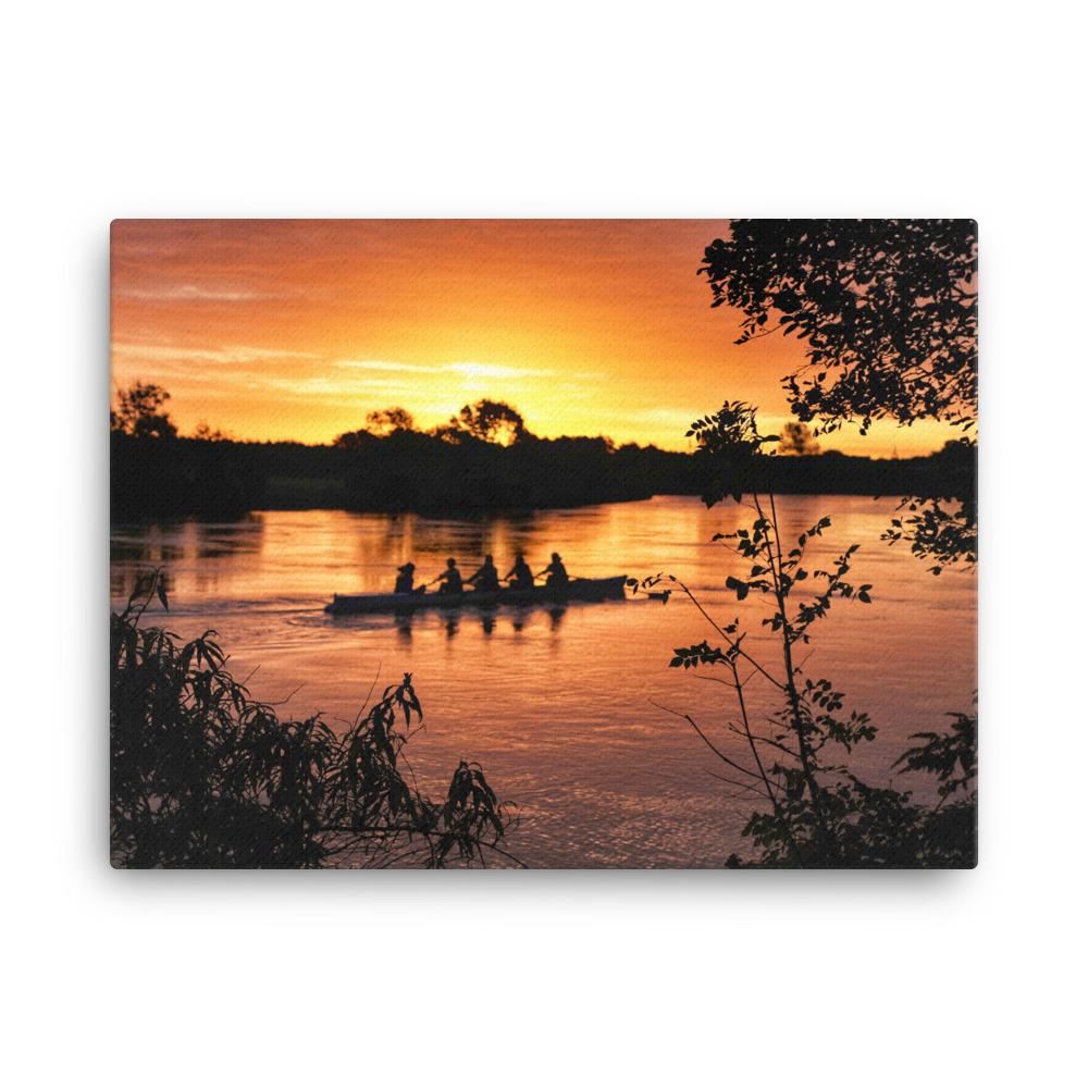 River Corrib Galway Rowers At Sunset Canvas