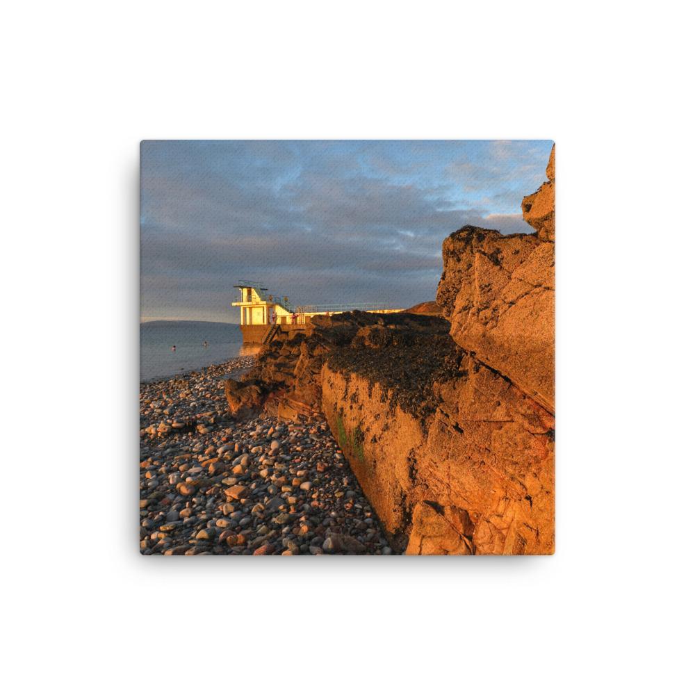 Blackrock Diving Tower Galway Behind Rocks Canvas