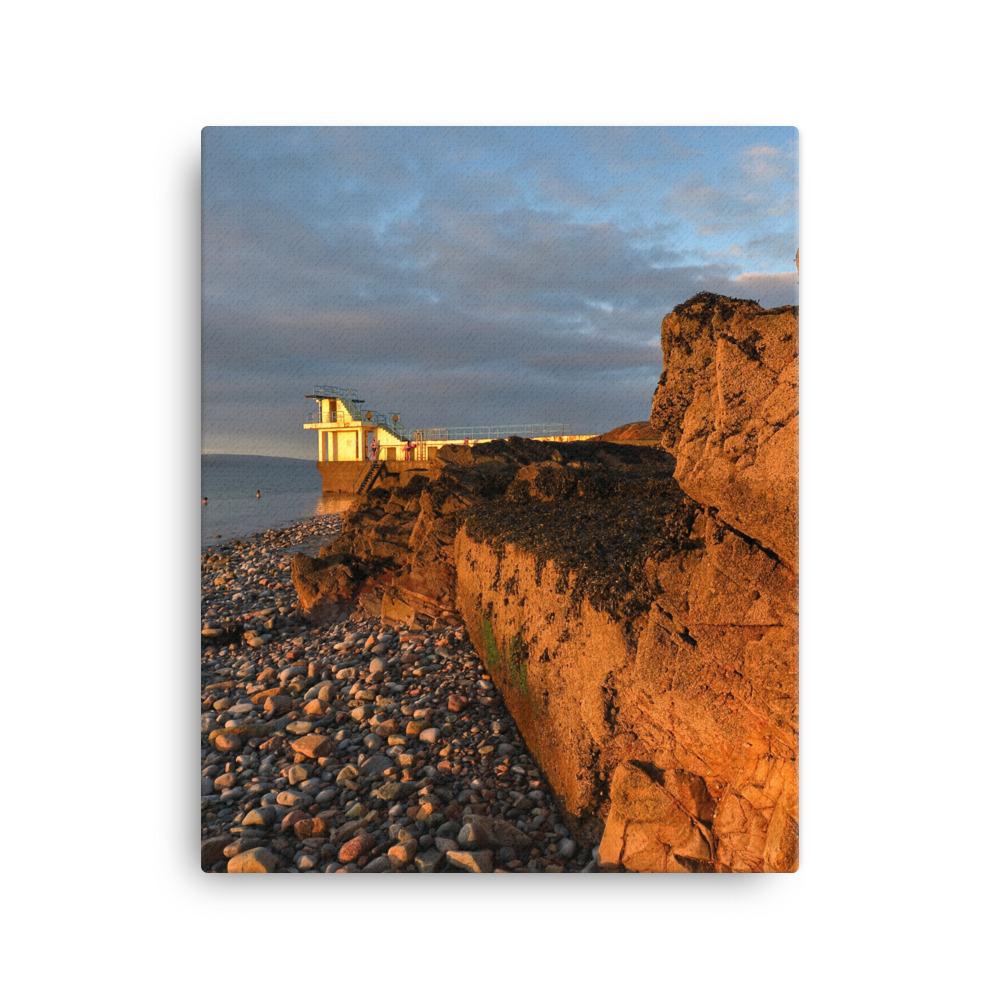 Blackrock Diving Tower Galway Behind Rocks Canvas