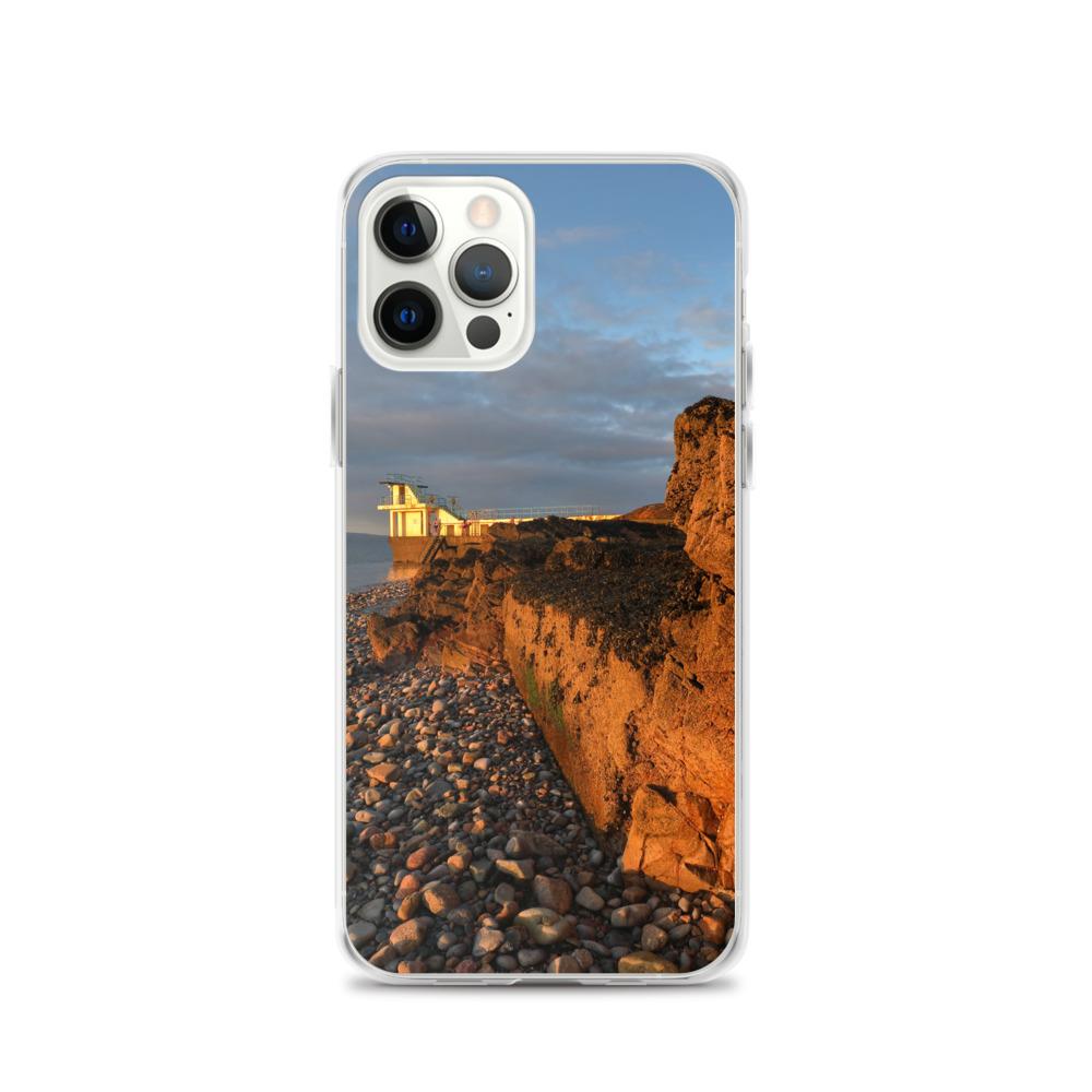 Blackrock Diving Tower Galway Behind Rocks iPhone Case