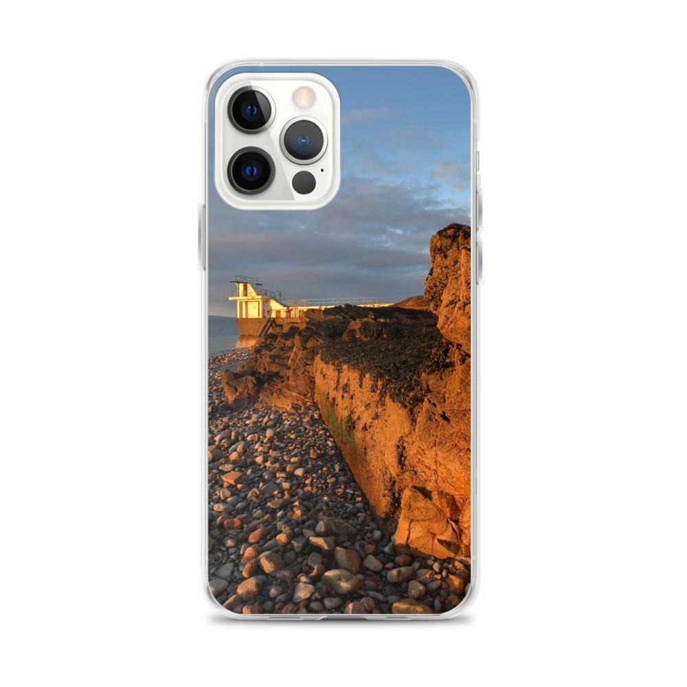 Blackrock Diving Tower Galway Behind Rocks iPhone Case