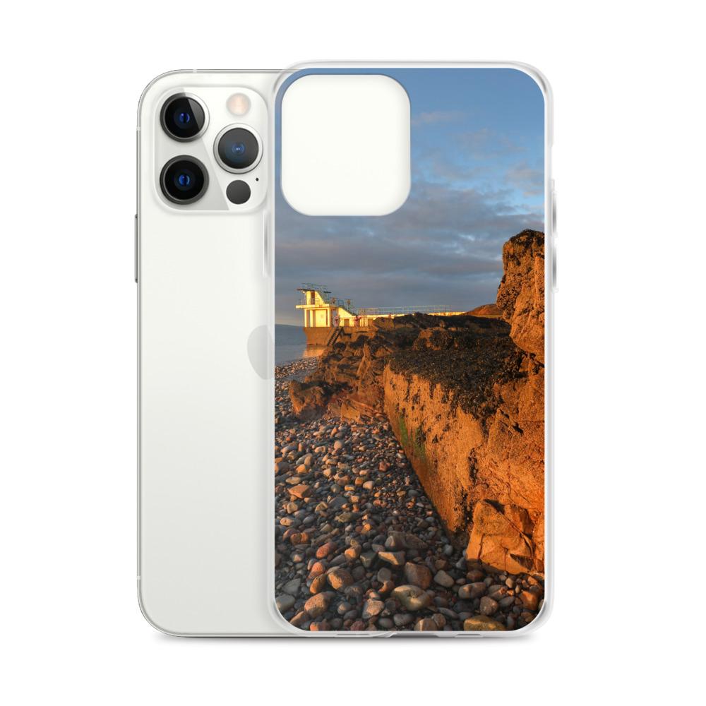Blackrock Diving Tower Galway Behind Rocks iPhone Case