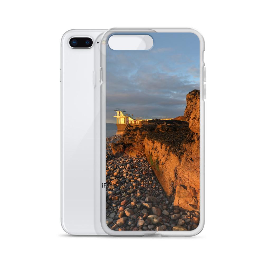 Blackrock Diving Tower Galway Behind Rocks iPhone Case