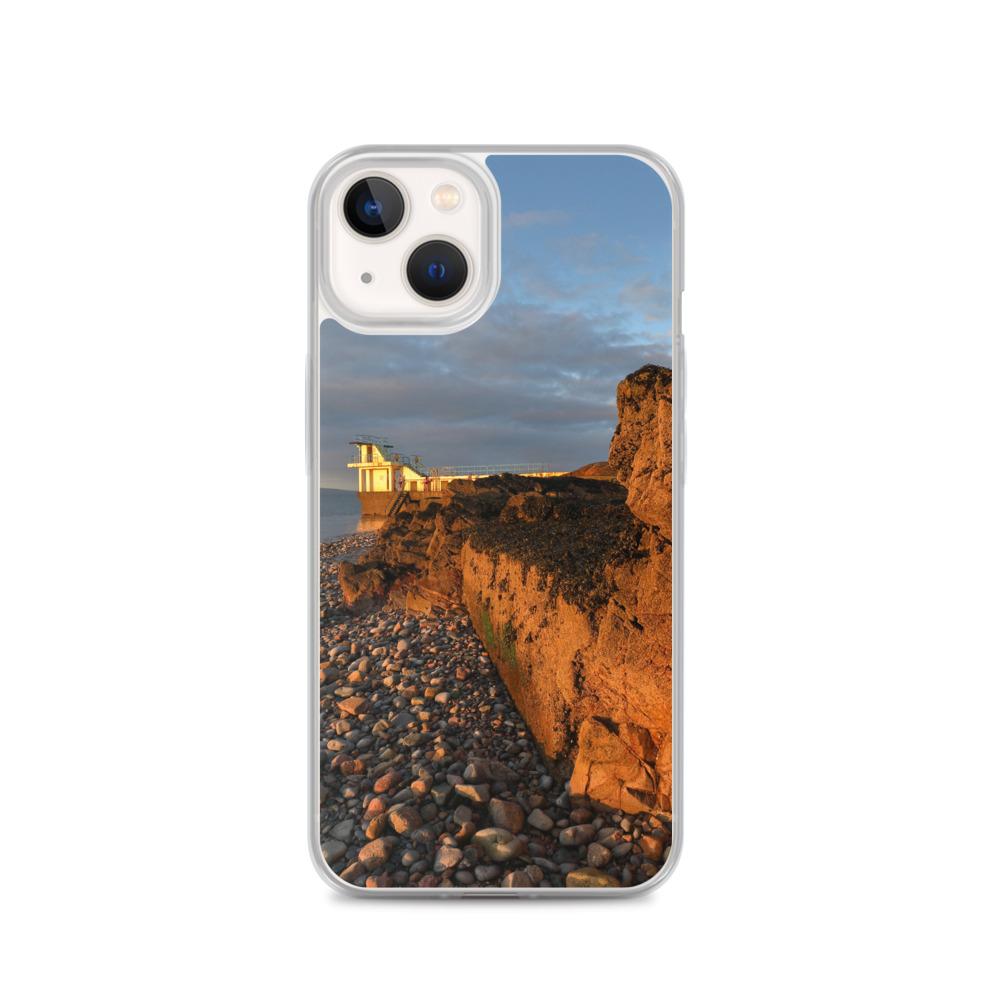 Blackrock Diving Tower Galway Behind Rocks iPhone Case