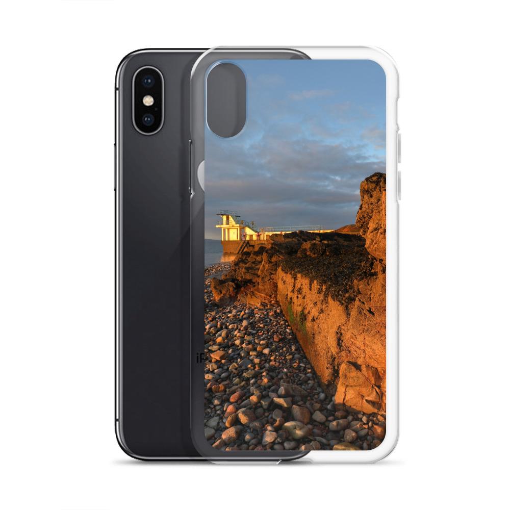 Blackrock Diving Tower Galway Behind Rocks iPhone Case