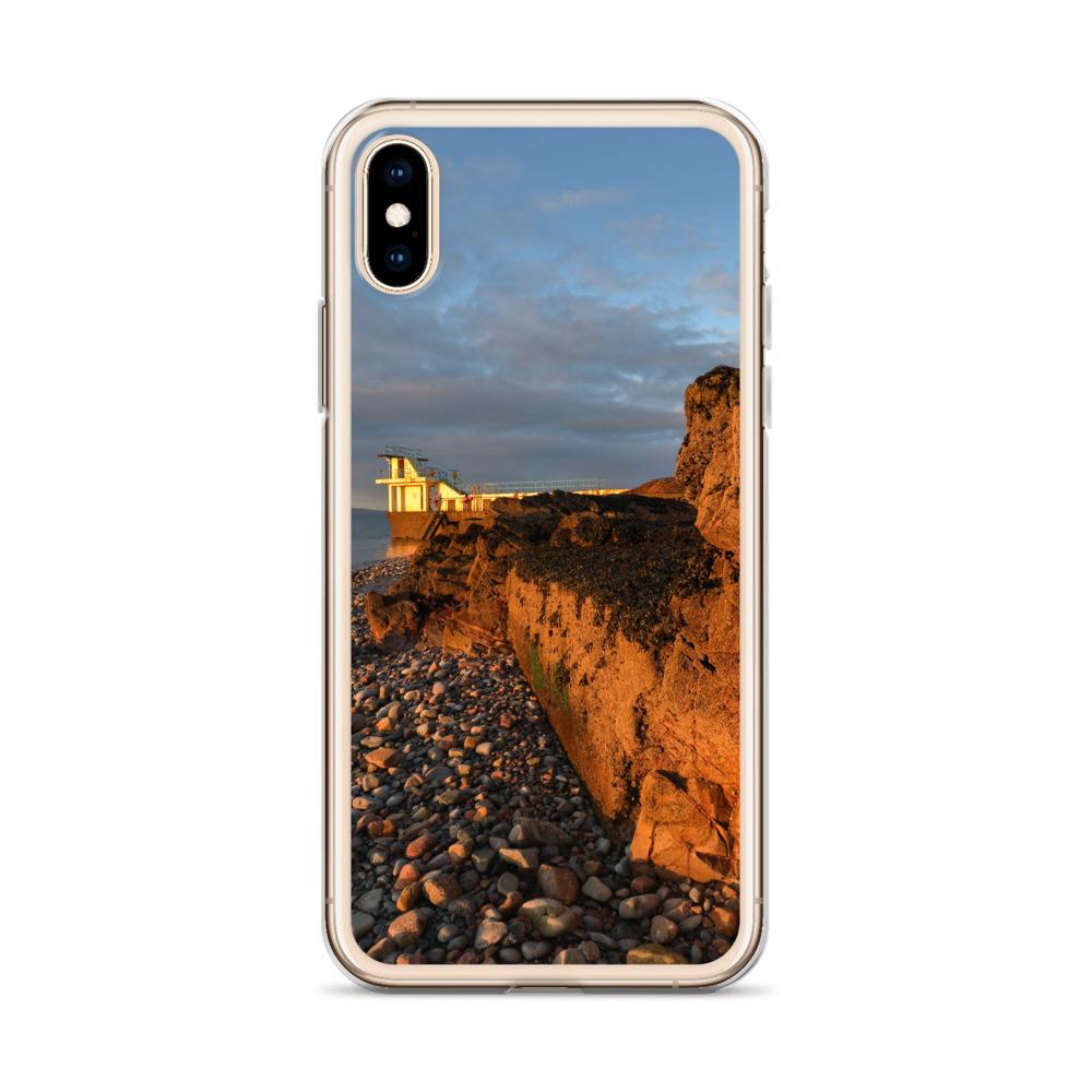 Blackrock Diving Tower Galway Behind Rocks iPhone Case