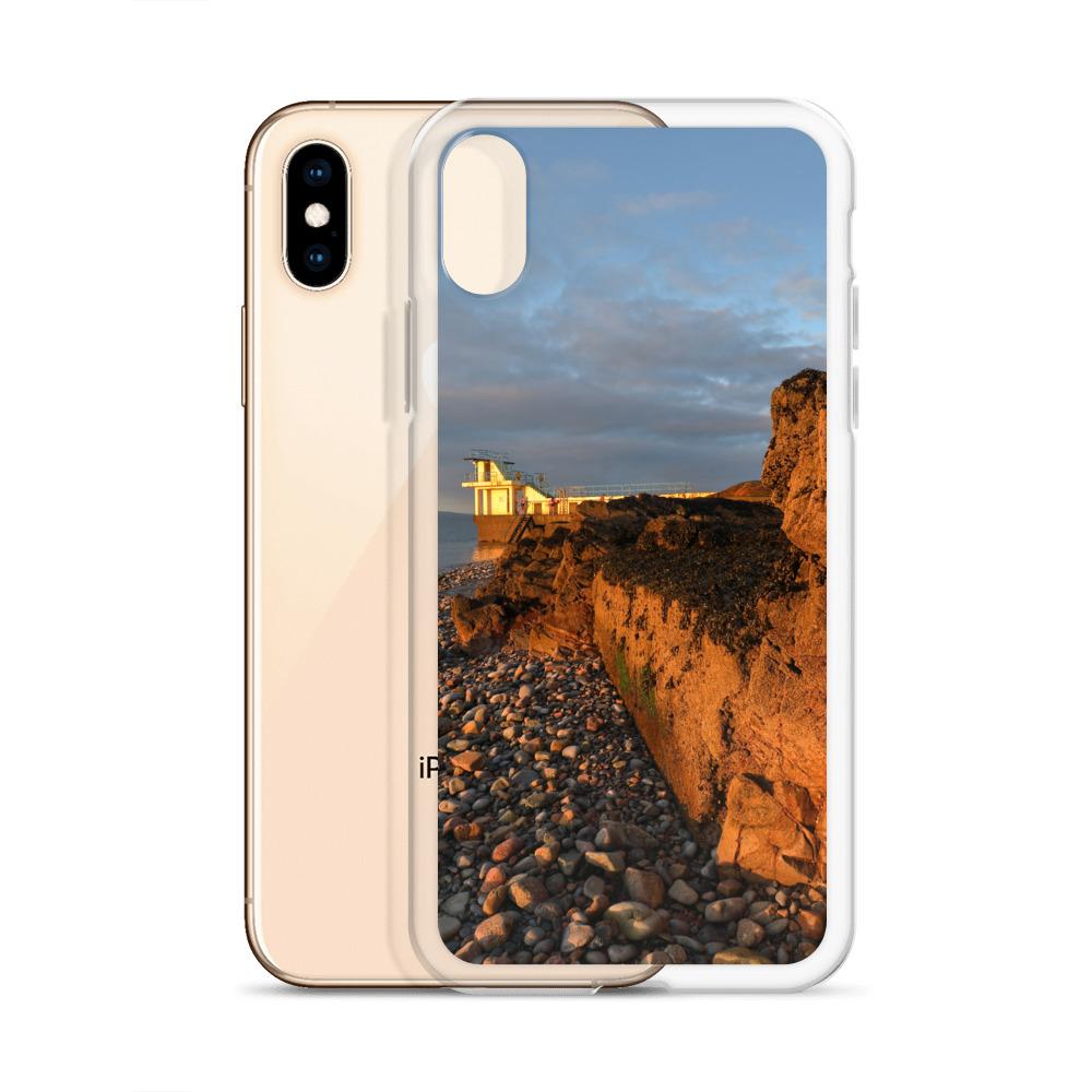Blackrock Diving Tower Galway Behind Rocks iPhone Case