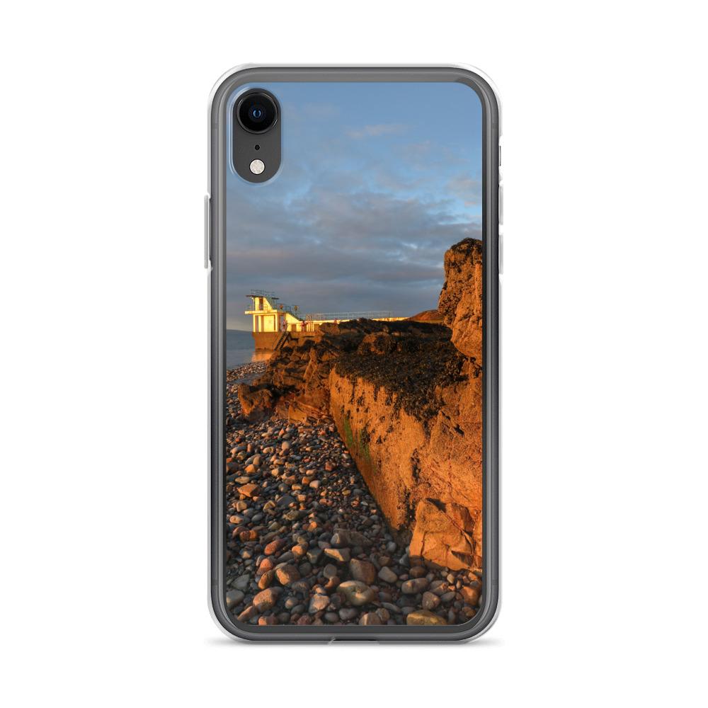 Blackrock Diving Tower Galway Behind Rocks iPhone Case