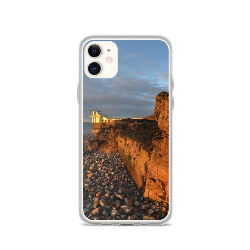 Blackrock Diving Tower Galway Behind Rocks iPhone Case