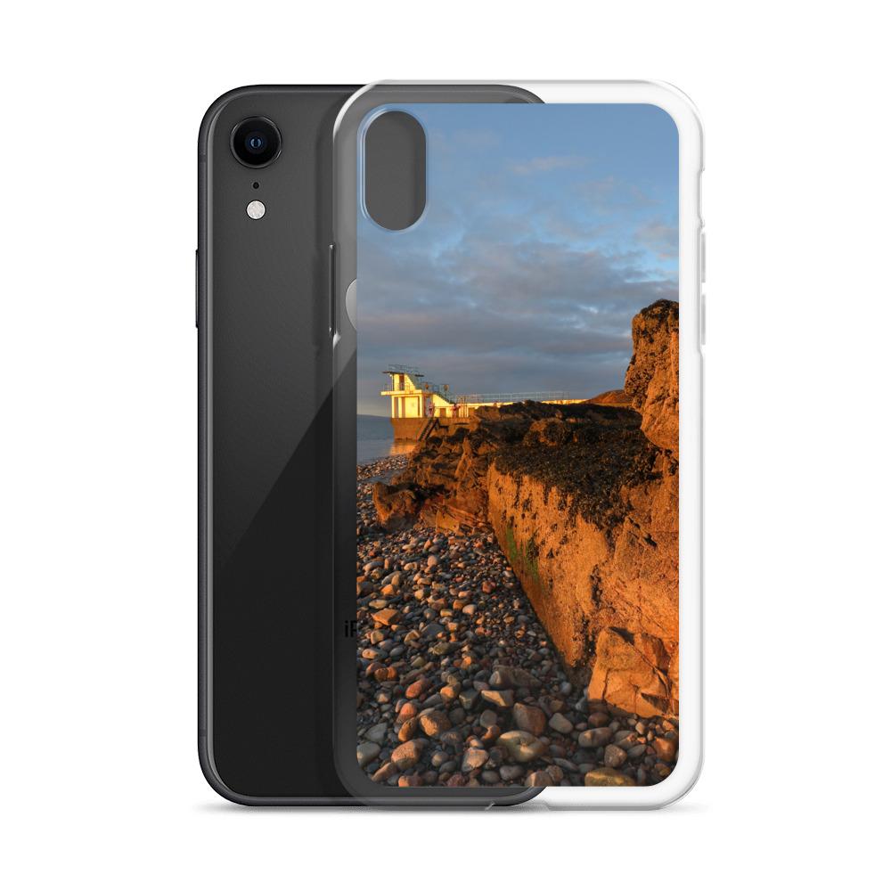 Blackrock Diving Tower Galway Behind Rocks iPhone Case