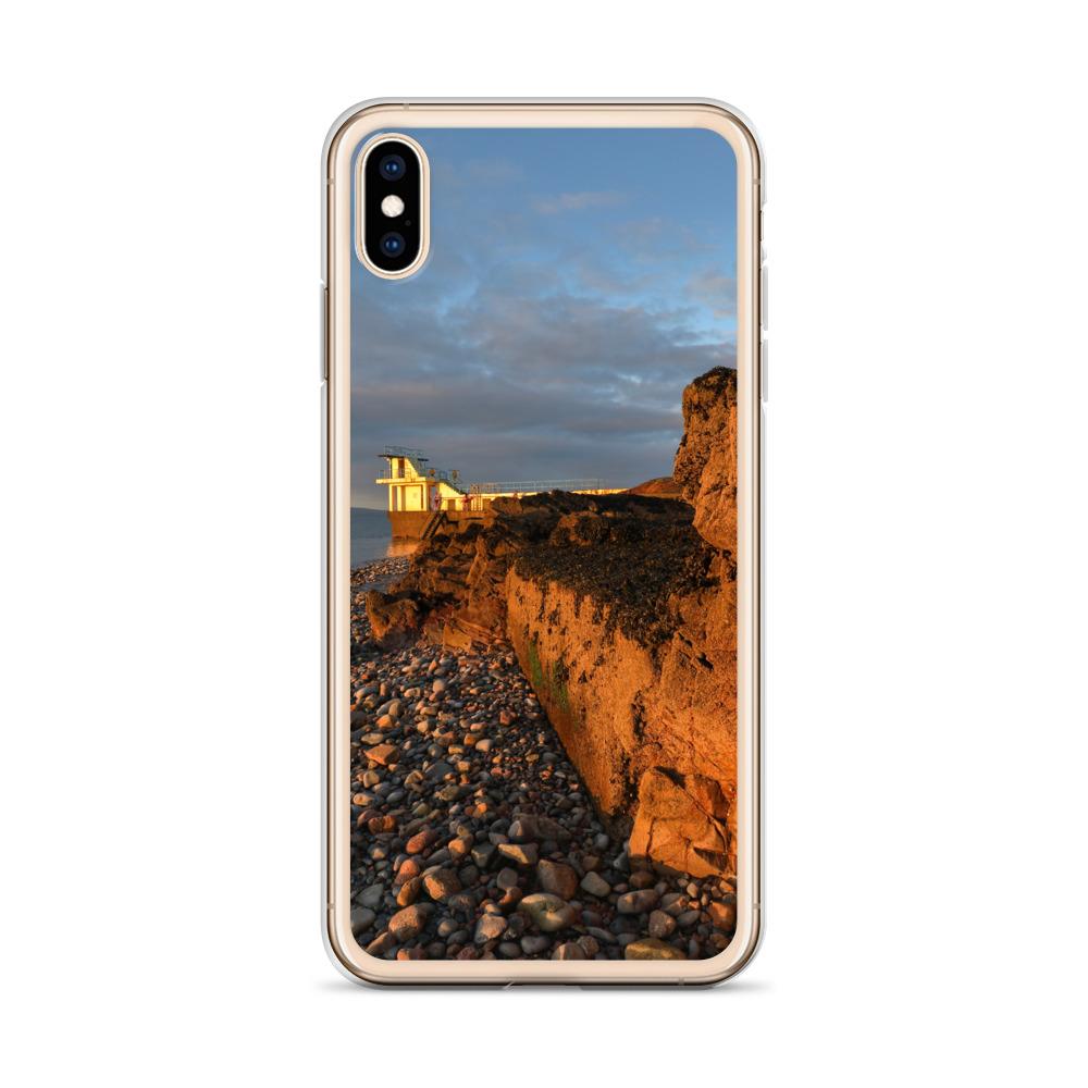 Blackrock Diving Tower Galway Behind Rocks iPhone Case