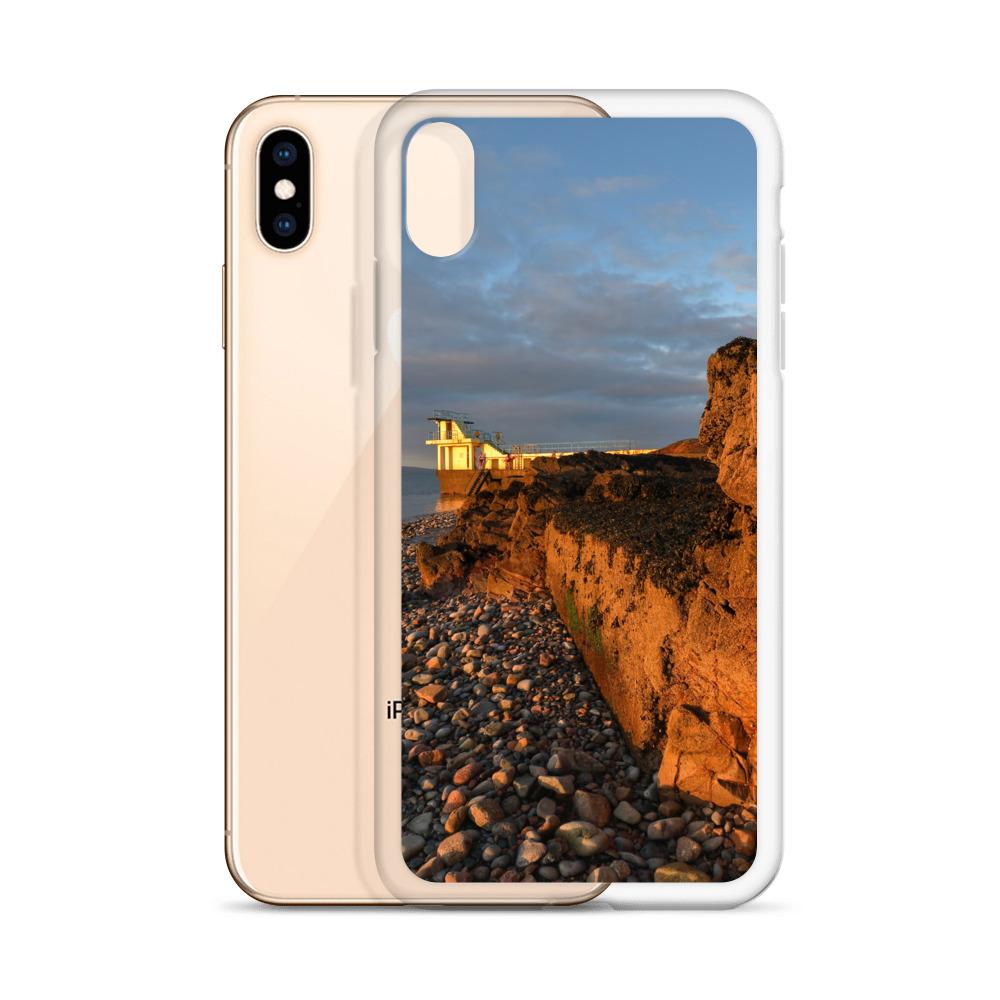 Blackrock Diving Tower Galway Behind Rocks iPhone Case