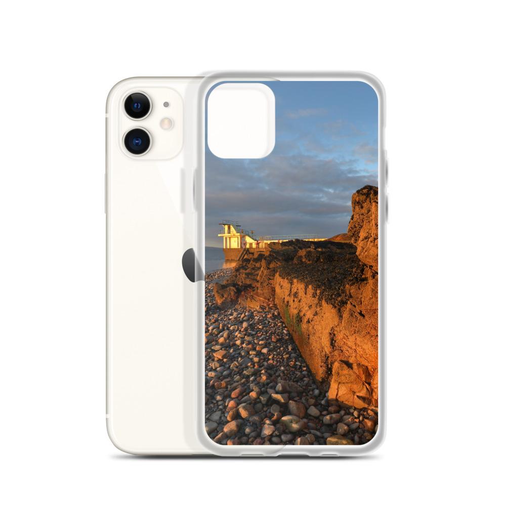 Blackrock Diving Tower Galway Behind Rocks iPhone Case