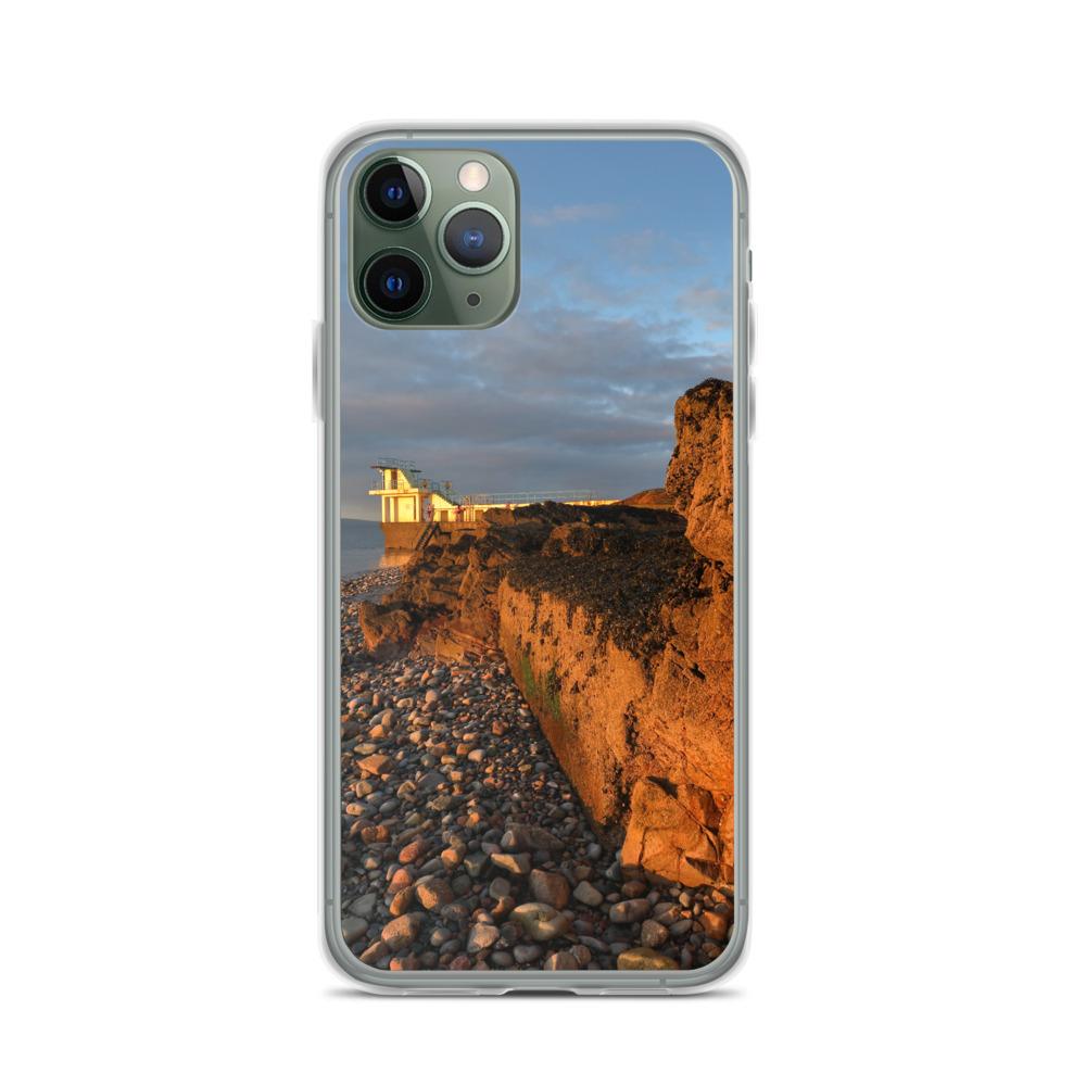 Blackrock Diving Tower Galway Behind Rocks iPhone Case