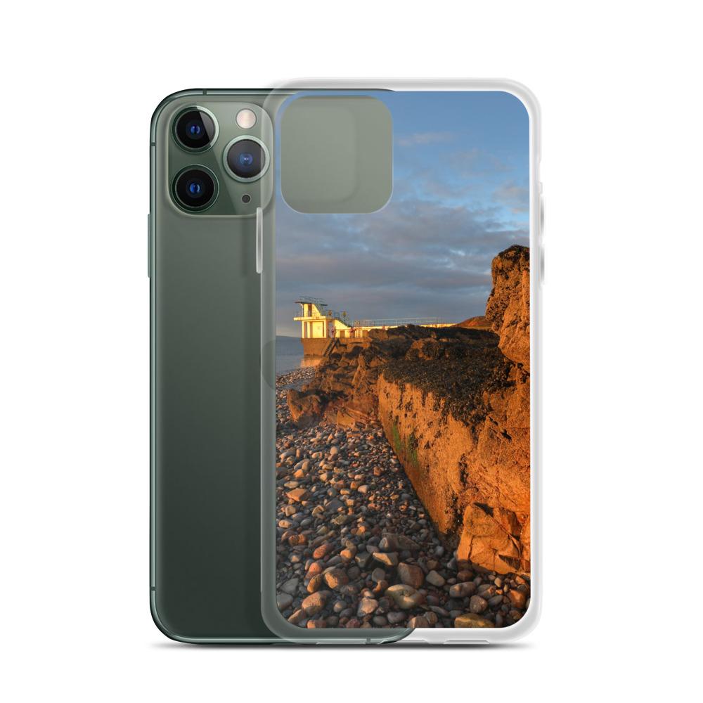 Blackrock Diving Tower Galway Behind Rocks iPhone Case