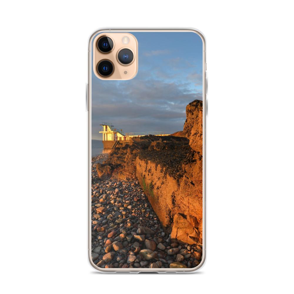 Blackrock Diving Tower Galway Behind Rocks iPhone Case