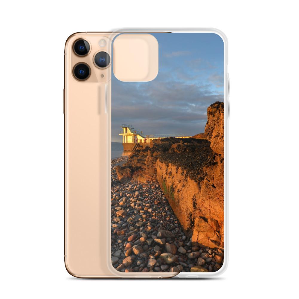Blackrock Diving Tower Galway Behind Rocks iPhone Case