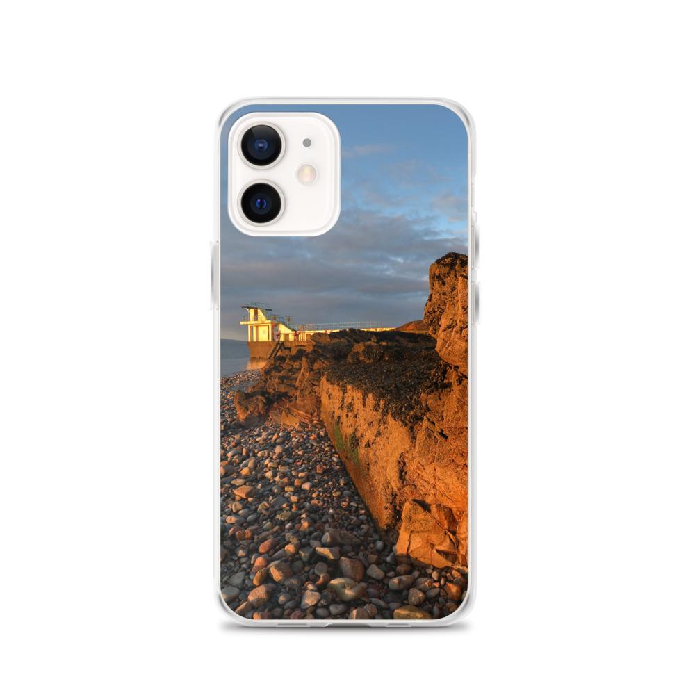 Blackrock Diving Tower Galway Behind Rocks iPhone Case