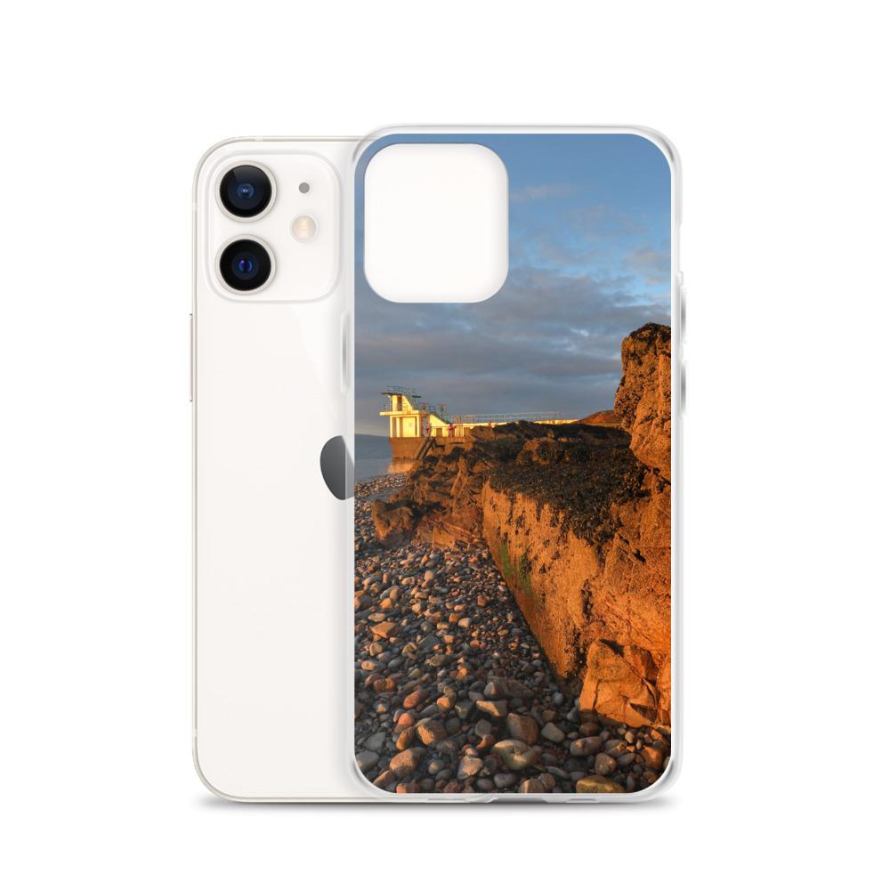 Blackrock Diving Tower Galway Behind Rocks iPhone Case