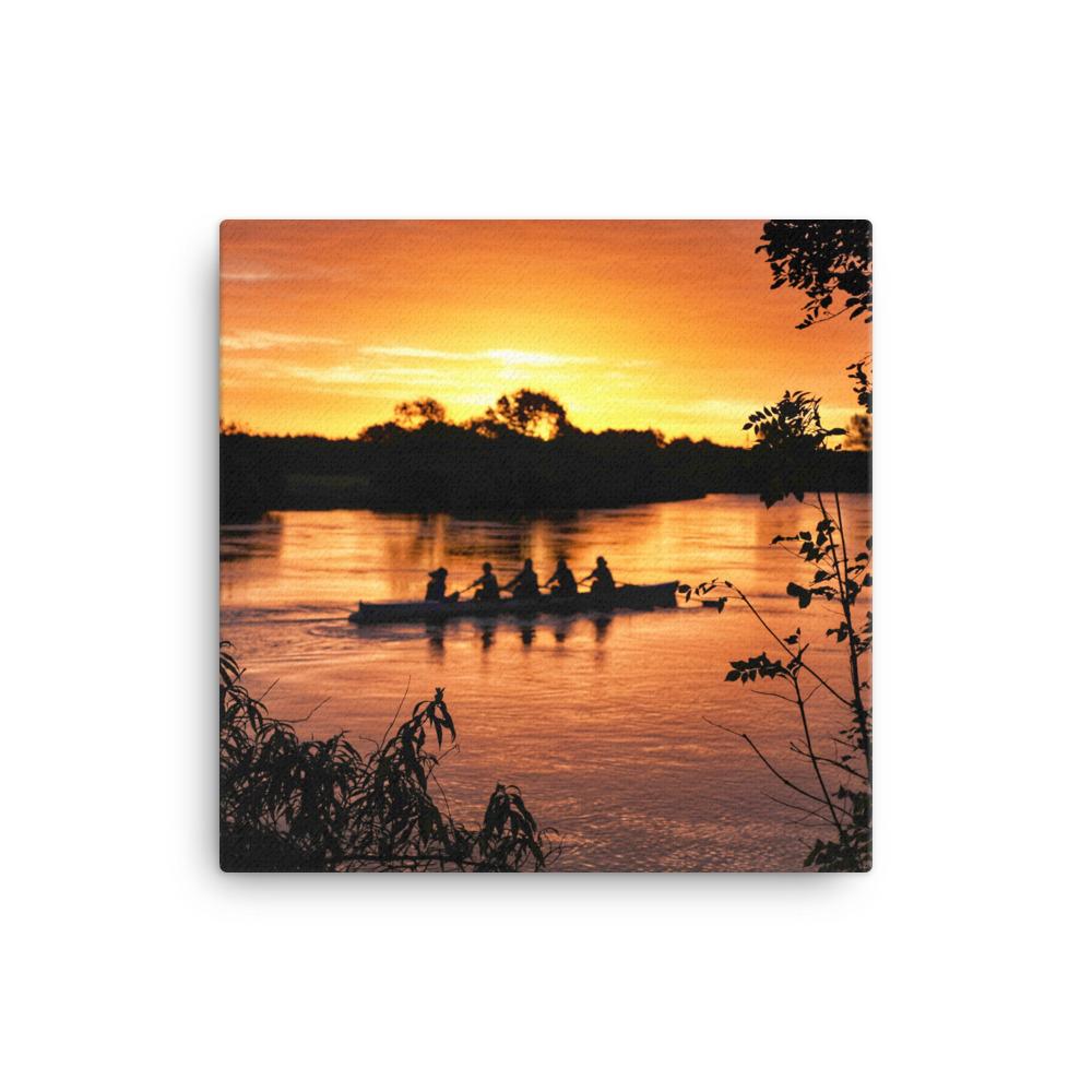 River Corrib Galway Rowers At Sunset Canvas