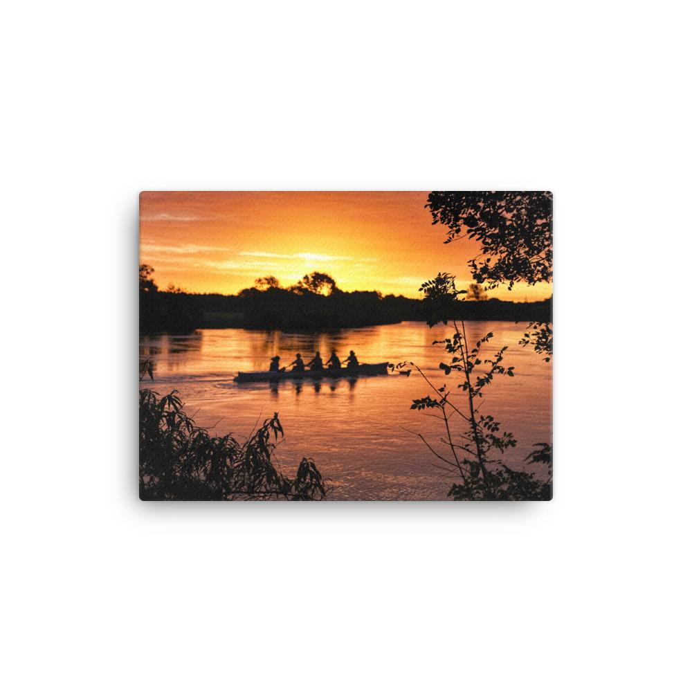 River Corrib Galway Rowers At Sunset Canvas