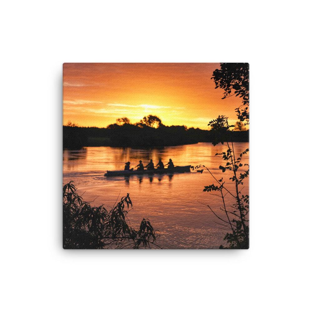 River Corrib Galway Rowers At Sunset Canvas