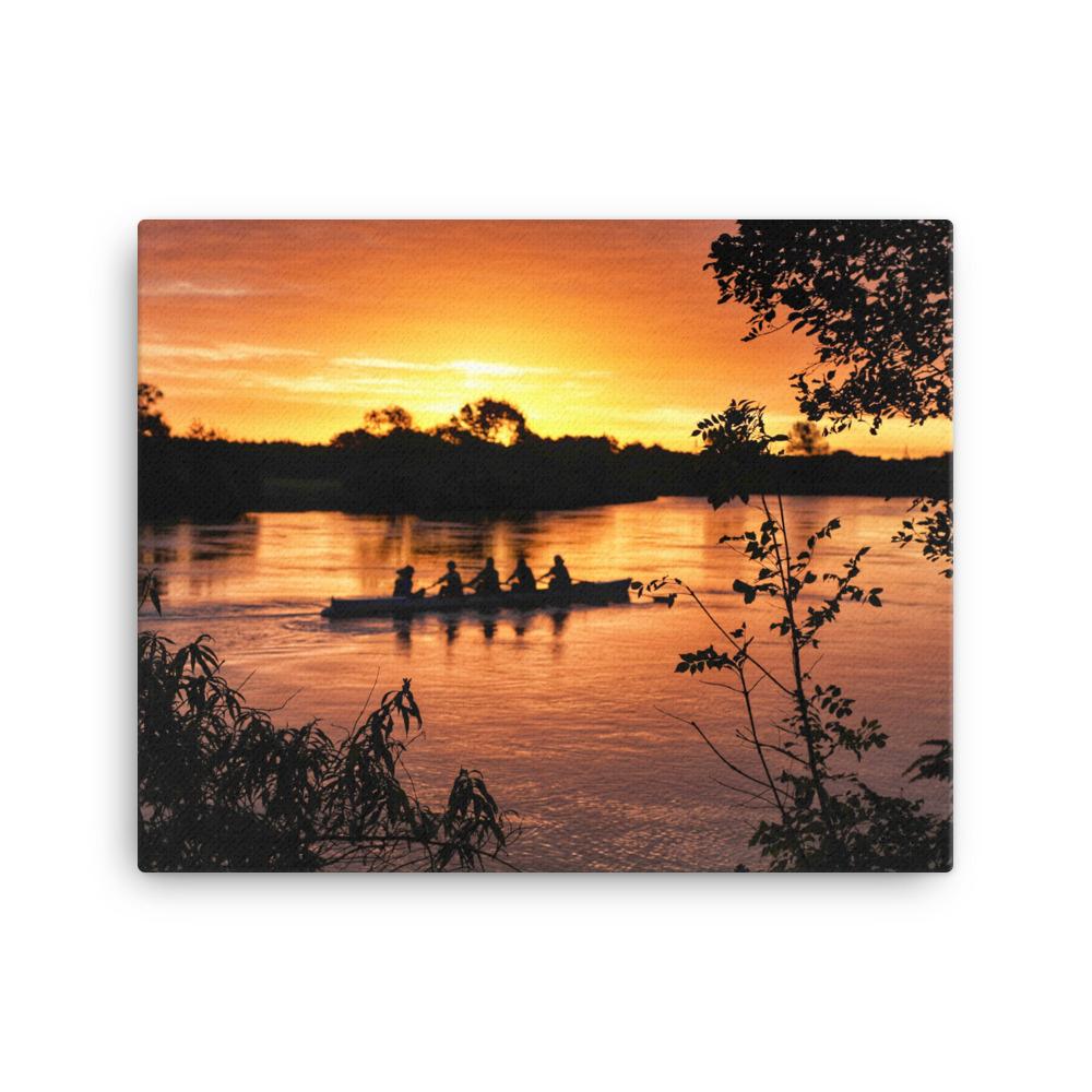 River Corrib Galway Rowers At Sunset Canvas