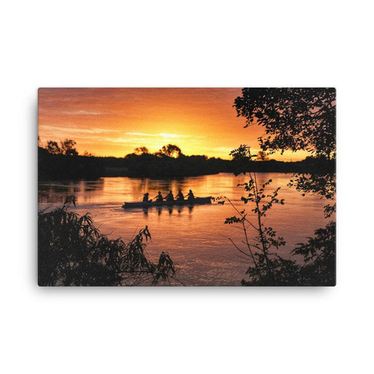 River Corrib Galway Rowers At Sunset Canvas