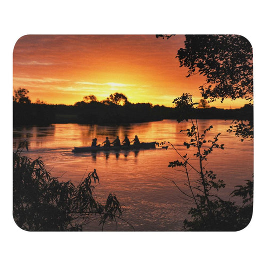 River Corrib Galway Rowers At Sunset Mouse pad