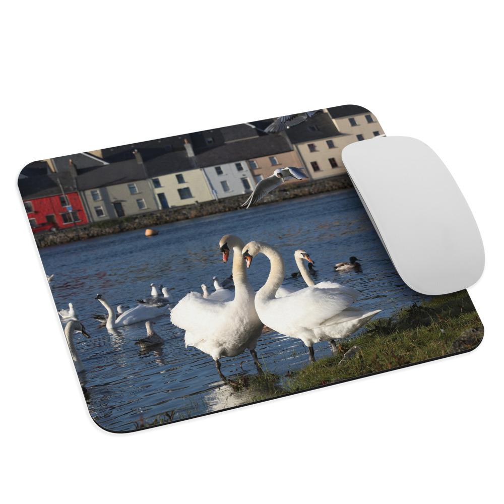 Swans Meet At Claddagh Galway Mouse pad