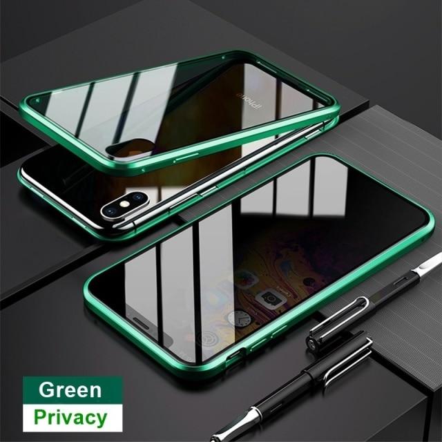 iPhone Tempered Privacy Glass with Metal Magnetic Case