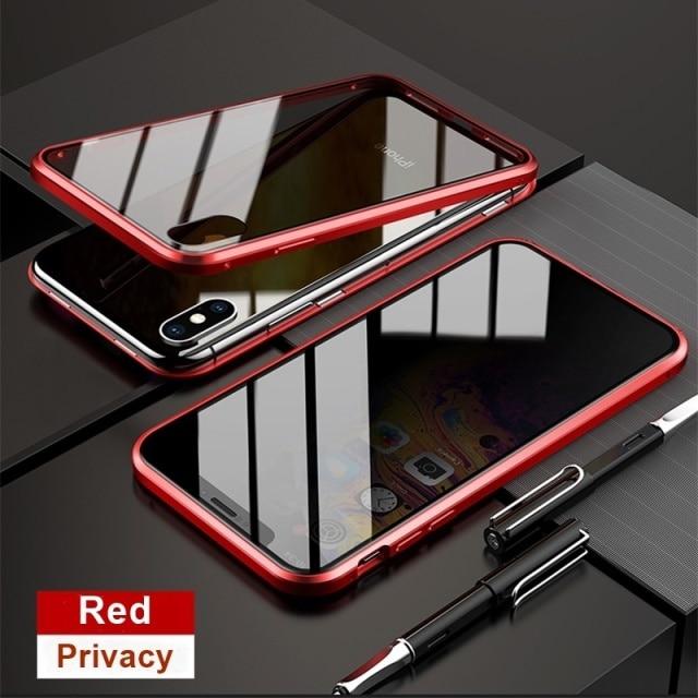 iPhone Tempered Privacy Glass with Metal Magnetic Case