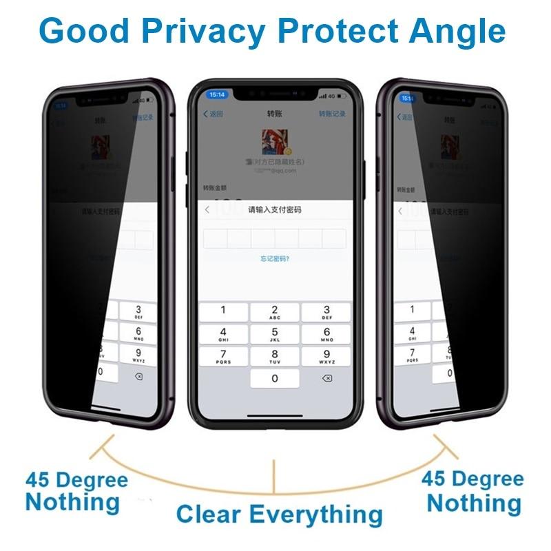 iPhone Tempered Privacy Glass with Metal Magnetic Case