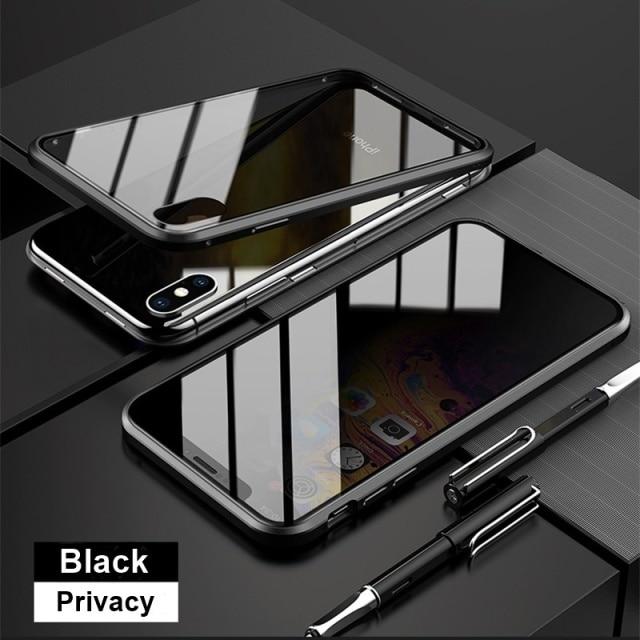 iPhone Tempered Privacy Glass with Metal Magnetic Case
