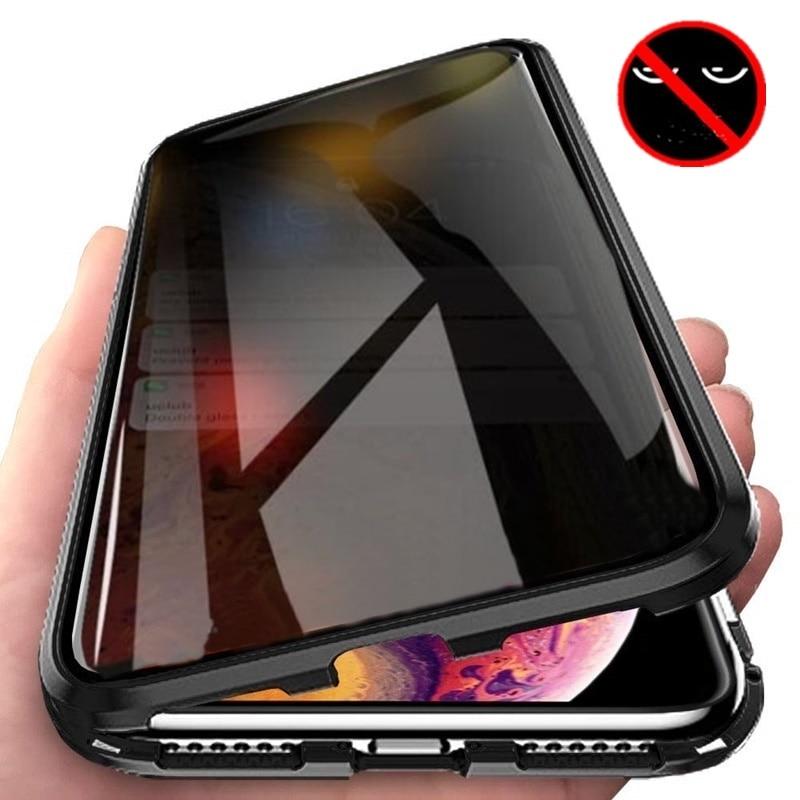 iPhone Tempered Privacy Glass with Metal Magnetic Case